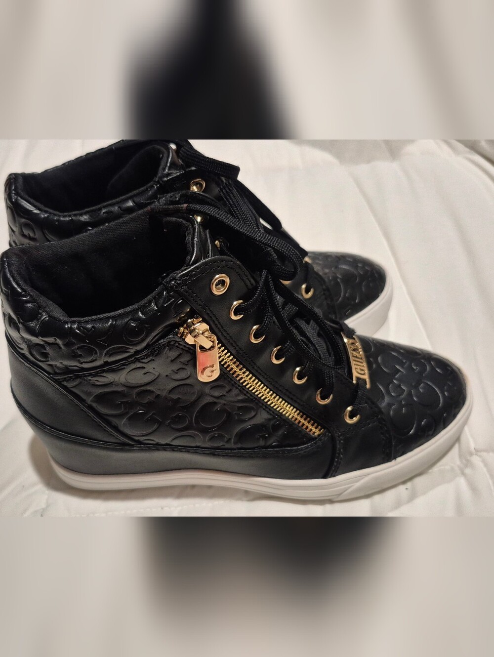 GUESS Women’s Black Embossed High-Top Sneakers